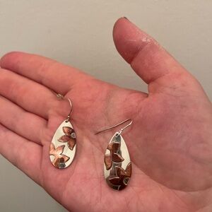James Avery silver and copper flower earrings. Copper has some natural tarnish.
